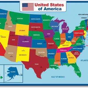 United State Map Laminated Poster -Double Side Educational Poster For Kids / Adults -18 x 24 inch Waterproof Map For Home Classroom