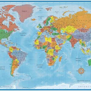 Swiftmaps World Premier Wall Map Poster Mural 24h x 36w