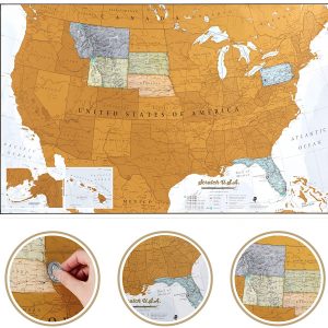 Maps International Scratch Off Map Of The US – USA Wall Map – Scratch Off – Detailed cartography - US States - National Parks - 24 x 36
