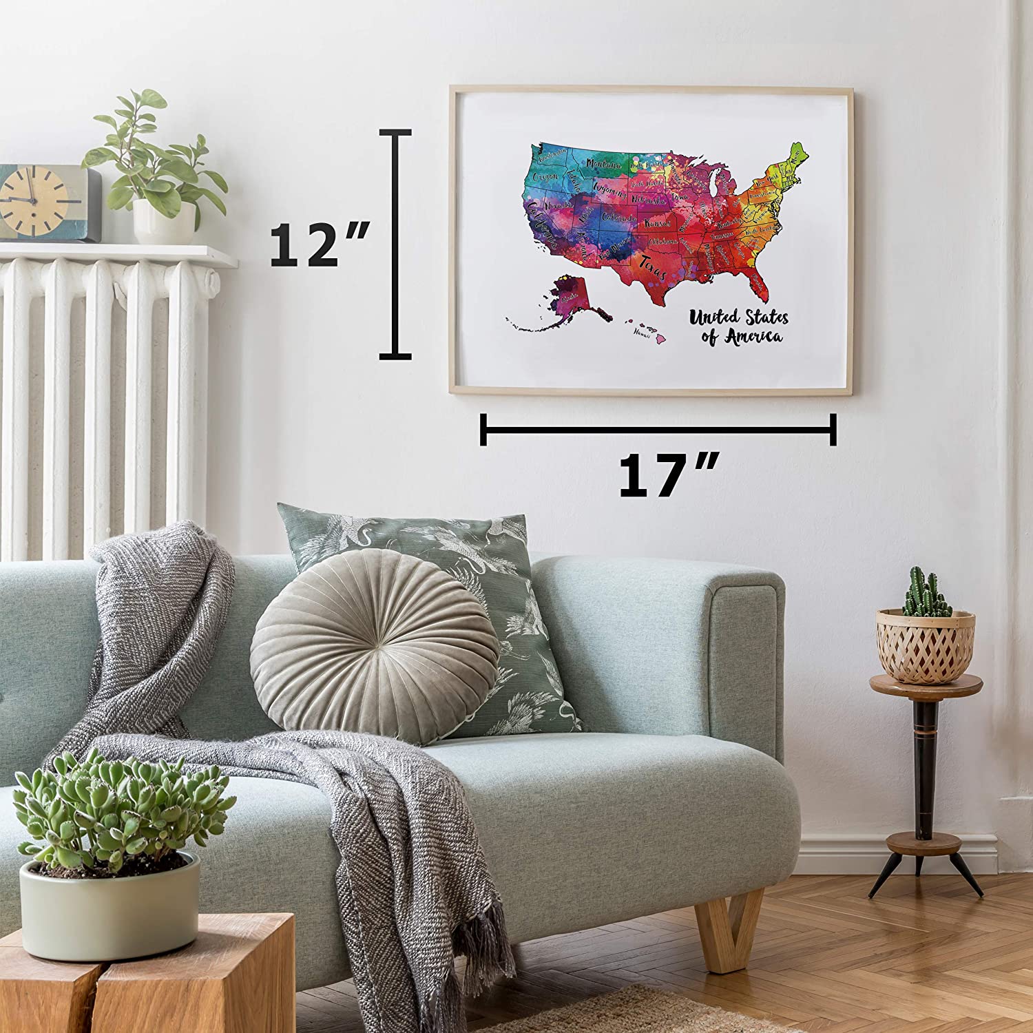 Travelisimo Scratch Off Map of United States, 12x17 US Watercolor Poster for Road Trip, USA Travel Map Scratch Off Accessories, 10 Flags Included for Next Visited States - Image 4