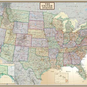 24x36 United States, USA US Executive Wall Map Poster Mural (24x36 Paper)