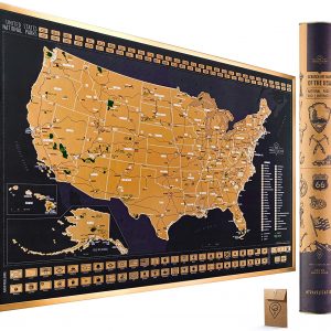 Scratch Off Map of The United States National Parks - 24x17 Scratch Off USA Map Poster with National Parks, Landmarks, Highest Peaks, and State Flags - USA Scratch Off Map for Outdoor Enthusiasts