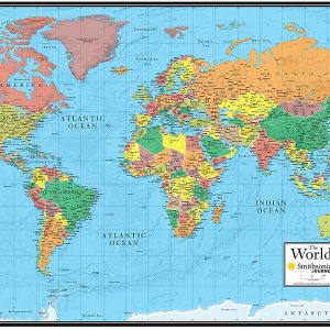 30x48 World Wall Map by Smithsonian Journeys - Blue Ocean Edition (30x48 Laminated)